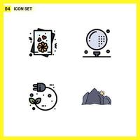 Stock Vector Icon Pack mit 4 Zeilen Zeichen und Symbolen für Karten elektrische Aktivitäten Spiel macht editierbare Vektordesign-Elemente