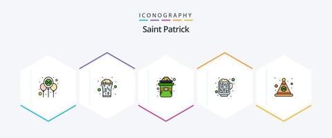 Saint Patrick 25 Filledline Icon Pack inklusive Wein. Bier. Beifall. Alkohol. irisch vektor