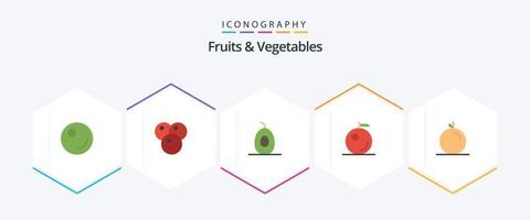 Obst und Gemüse 25 flache Icon-Packs inklusive . Frucht. Zellstoff vektor