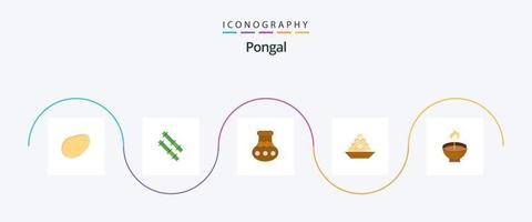 Pongal Flat 5 Icon Pack inklusive Feiern. süss. pongal. laddu. Nachtisch vektor