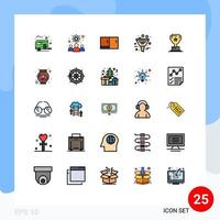 grupp av 25 modern fylld linje platt färger uppsättning för produkt filtrering vetenskapsmän data Hem apparater redigerbar vektor design element