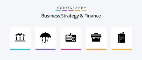 Business Strategy and Finance Glyph 5 Icon Pack inklusive . Ausweis . Regenschirm . Karte .. kreatives Ikonendesign vektor