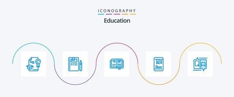 Bildung blau 5 Icon Pack inklusive Nachricht. Kommentar. Buch. Plaudern. Schild vektor