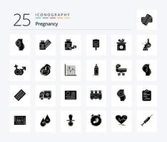 graviditet 25 fast glyf ikon packa Inklusive bebis. läkemedel. prover. testa vektor