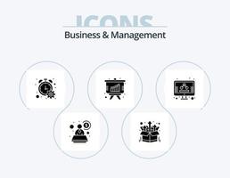 Geschäft und Management Glyphen-Icon-Pack 5 Icon-Design. Bildschirm. Management. Fortschritt. Geschäft. Graph vektor