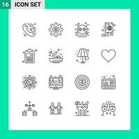 Stock Vector Icon Pack mit 16 Zeilenzeichen und Symbolen für Globe Book Services Mausspinne editierbare Vektordesign-Elemente