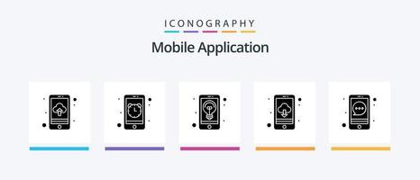 mobil Ansökan glyf 5 ikon packa Inklusive bubbla. Ansökan. moln datoranvändning. app. kreativ ikoner design vektor
