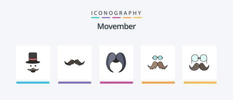 Movember Flat 5 Icon Pack inklusive . männlich. Männer. Umzug. kreatives Symboldesign vektor