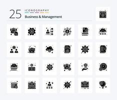 Business und Management 25 Solid Glyph Icon Pack inklusive SEO. Inhalt. Karriere. Benutzer. Affiliate-Marketing vektor