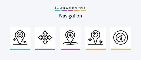 Navigationslinie 5 Icon Pack inklusive Service. Standort. Standort. Kartenstift. Straße. kreatives Symboldesign vektor