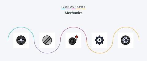 Mechaniklinie gefülltes flaches 5-Icon-Paket einschließlich . Gang. Reparatur vektor