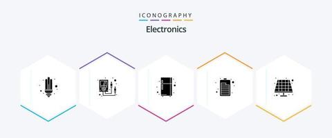 Elektronik-Icon-Pack mit 25 Glyphen, einschließlich . Öko. elektronisches Gerät. Batterie. aufladen vektor