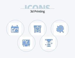 3D-Druck blau Icon Pack 5 Icon Design. Drucken. Drucken. Laser. drucken. Globus vektor