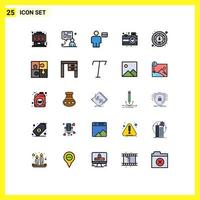 Stock Vector Icon Pack mit 25 Zeilen Zeichen und Symbolen für Meter Nacht Avatar Feier Debit editierbare Vektordesign-Elemente