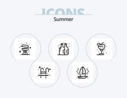 Sommerlinie Icon Pack 5 Icon Design. Sommer. Luft. Eis. ac. Schiff vektor