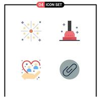 Stock Vector Icon Pack mit 4 Zeilenzeichen und Symbolen zum Feiern fürsorgliche Urlaub Plunger Menschen editierbare Vektordesign-Elemente