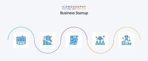 Business Startup Blue 5 Icon Pack inklusive Gewinn. vergeben. Vereinbarung. Management. menschlich vektor