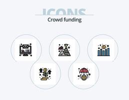 Crowdfunding-Linie gefüllt Icon Pack 5 Icon Design. Präsentation. Graph. Website. Geld. Finanzen vektor