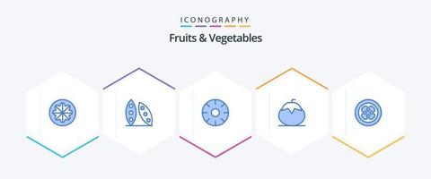 frukt och grönsaker 25 blå ikon packa Inklusive friska. mat. mat hälsa. friska. frukt vektor