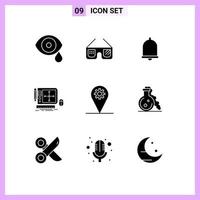 9 kreative Symbole moderne Zeichen und Symbole des Webdesign-Tools usa Grafik Sound editierbare Vektordesign-Elemente vektor