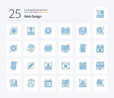 Webdesign 25 blaues Symbolpaket einschließlich digital. drucken. Design. Netz. Design vektor