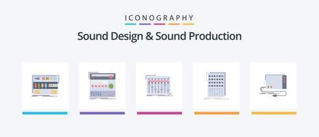 ljud design och ljud produktion platt 5 ikon packa Inklusive blanda. audio. ljud. studio. mixer. kreativ ikoner design vektor