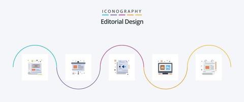 redaktionell design platt 5 ikon packa Inklusive ai. ps. presentation. hex. fil vektor