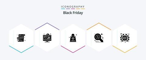 Black Friday 25 Glyphen-Icon-Pack inklusive Suche. finden. Bildschirm. Rabatt. Jahreszeiten vektor