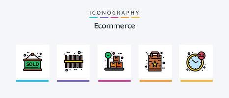 E-Commerce-Linie gefüllt 5 Icon Pack inklusive Lieferung. FAQ. Markt. Einkaufen. Tasche. kreatives Symboldesign vektor