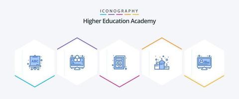 Academy 25 Blue Icon Pack inklusive Bildung. lernen. e lernen. Position vektor