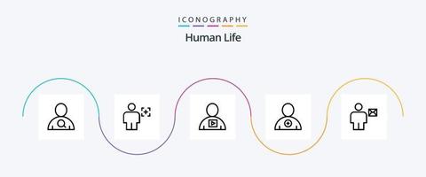 mänsklig linje 5 ikon packa Inklusive kropp. användare. avatar. ny. video vektor