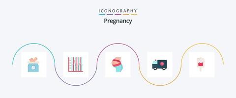 graviditet platt 5 ikon packa Inklusive . gravid. statistik. graviditet. bälte vektor