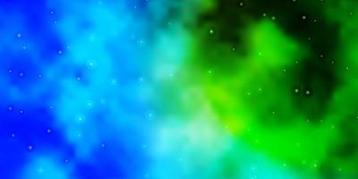 hellblaue, grüne Vektorschablone mit Neonsternen. vektor