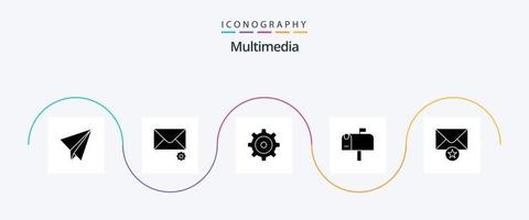 Multimedia Glyph 5 Icon Pack inklusive . Post. Nachricht vektor