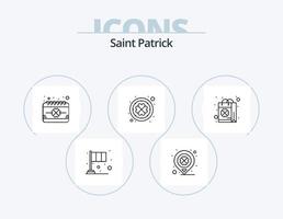 Saint Patrick Line Icon Pack 5 Icon-Design. Patrick. Flagge. glücklich. Festival. Wein vektor