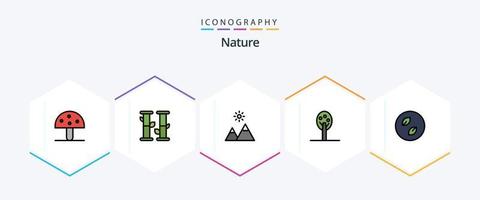 natur 25 fylld linje ikon packa Inklusive löv. ekologi. extrem. träd. natur vektor