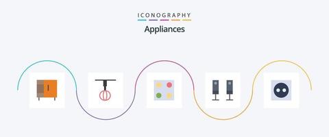 apparater platt 5 ikon packa Inklusive apparater. systemet. vispa. ljud. apparater vektor