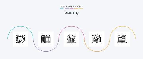 Learning Line 5 Icon Pack inklusive international. Erfolg. Buch. Lernen. Lernzeit vektor