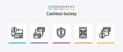 Cashless Society Line 5 Icon Pack inklusive qr. Code. Zahlung. zahlen. Finanzen. kreatives Symboldesign vektor