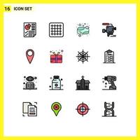 uppsättning av 16 modern ui ikoner symboler tecken för gåva plocka dusch tvål gitarr filma redigerbar kreativ vektor design element