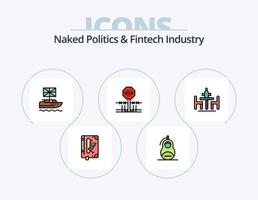 nackte Politik und Fintech-Industrielinie gefüllt Icon Pack 5 Icon Design. Kosten. Budget. Führer. Lobbyarbeit. Herrschaft vektor