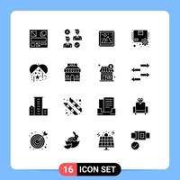 16 universell fast glyf tecken symboler av natt redskap bild paket låda redigerbar vektor design element
