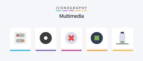 multimedia platt 5 ikon packa Inklusive . ta bort. multimedia. kreativ ikoner design vektor