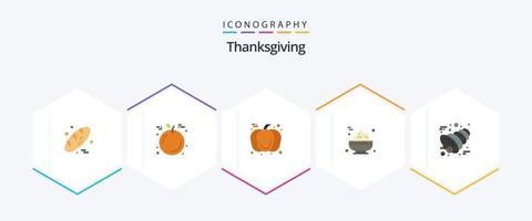 Thanksgiving 25 Flat Icon Pack inklusive Thanksgiving. Füllhorn. das Erntedankfest. Herbst. Essen vektor