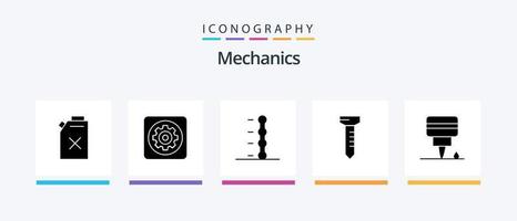 Mechanik Glyphe 5 Icon Pack inklusive . Öl. Auto. Mechaniker. Spitze. kreatives Symboldesign vektor