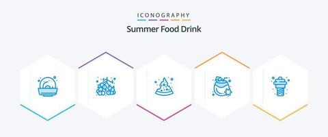 sommer essen trinken 25 blau icon pack inklusive mahlzeit. Essen. Essen. Joghurt. trinken vektor