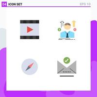 satz von 4 modernen ui-symbolen symbole zeichen für medienverkäufer mann spieler mann kompass editierbare vektordesignelemente vektor
