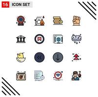 Stock Vector Icon Pack mit 16 Zeilenzeichen und Symbolen für Bankmacht Geld menschliche Freiheit editierbare kreative Vektordesign-Elemente