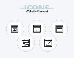 Website-Elementzeilen-Icon-Pack 5-Icon-Design. Geschäft. Rechts. stoppen. Browser. Webseite vektor