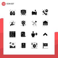 16 solides Glyphenkonzept für mobile Websites und Apps vektor